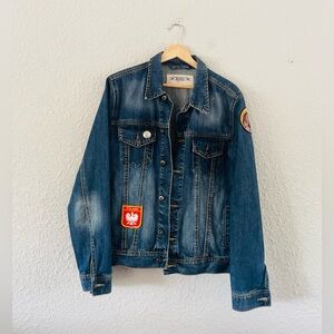 Bellfield CLothing Denim Jean Jacket size Medium | With Buttons & Patches